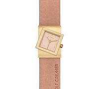 Rolf Cremer Turn-S Pastell Edition Damenuhr 507782, Edelstahl, Rechteckig, Quarzwerk, Mattgold, Rosé, Lederband, 35×30 mm