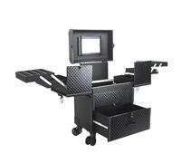 Roll-Make-up-Koffer, professioneller Make-up-Zugkoffer, Make-up-Artist-Reise-Organizer, Aluminium-Make-up-Koffer, Kosmetikkoffer mit Rädern, tragbarer Kosmetiktrolley, Kosmetik-Org