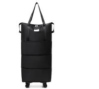 Rollende Reisetasche, geräumige, leichte Gepäcktasche mit Rollen, tragbare Übernachtungstasche, Wochenend-Reisetasche FüR üBernachtungen(Black)