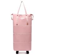 Rollende Reisetasche, geräumige, leichte Gepäcktasche mit Rollen, tragbare Übernachtungstasche, Wochenend-Reisetasche FüR Urlaub Sport(Pink)