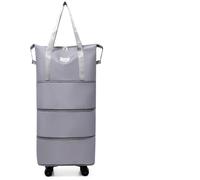 Rollende Reisetasche, geräumige, leichte Gepäcktasche mit Rollen, tragbare Übernachtungstasche, Wochenend-Reisetasche(Grey)