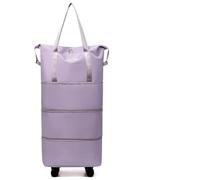 Rollende Reisetasche, geräumige, leichte Gepäcktasche mit Rollen, tragbare Übernachtungstasche, Wochenend-Reisetasche FüR üBernachtungen(Purple)