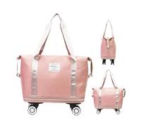 Rolling Reisetasche, faltbar, mit Rollen, große Reisetasche mit Rollen, faltbar, wasserdicht, mit mehreren Fächern, Pink, Consulte la descripción, Siehe Beschreibung