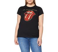 Rolling Stones Plastered Tongue Official Womens New Black Skinny Fit T Shirt, Schwarz (Black), S