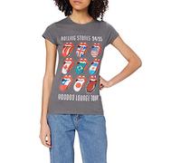 Rolling Stones The Damen Voodoo Lounge Tongues T-Shirt mit kurzen Ärmeln Gr. 36, grau