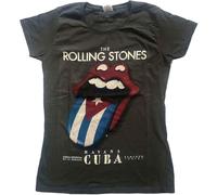 Rolling Stones The T Shirt Havana Cuba offiziell Damen Skinny Fit Charcoal Grau L