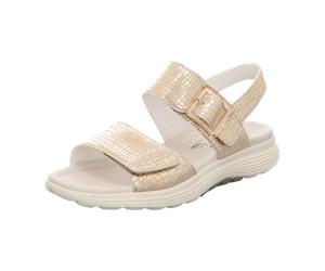 rollingsoft by Gabor 46814-81 Almond - sportliche Sandale - Damenschuhe Sandalette / Sling, Mehrfarbig, leder (shine) für Damen, gold, Größe 38 ½ EU / 5,5 UK