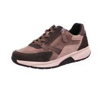 Keilsneaker GABOR ROLLINGSOFT, Damen, Gr. 38, grün (taupe, khaki kombiniert), Veloursleder, Ziegenleder, kontrastfarbene Details, Schuhe, Schnürer, Halbschuh, Freizeitschuh mit zusätzlichem Reißversch