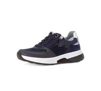 Gabor Keilsneaker Rollingsoft – Damen Schnürer, Kalbsleder/Textil/Velours, dunkelblau, Gr. 40