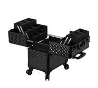 Rollkoffer Schminkkoffer Aluminium Schminkkoffer, Rollbarer Kosmetik Organizer mit 4 Rollen Kosmetikkoffer Pilotenkoffer Beautycase Reisetrolley Friseurkoffer Kosmetiktrolley