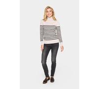 Rollkragenpullover SAINT TROPEZ "MilaSZ St. Rollneck", Damen, Gr. XS (34), beige (gray morn mila stripe), Strick, Obermaterial: 80% Viskose, 20% Polyacryl, gestreift, modisch, regular fit normal, Lang