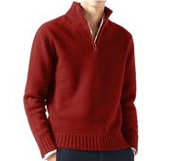 Rollkragen Herren Pullover Winter, Pullover mit Reissverschluss Herren Strick Solid Grosse Grössen Casual Sweater Herren Herbst Winter Warm Klassische Britischer Stil Half Zip Fleecepullover Herren