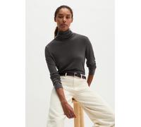 Langarmshirt MARC O'POLO "aus TENCEL™ Lyocell", Damen, Gr. L, grau (broken graphite), Obermaterial: 100% Lyocell, unifarben, Basic, regular fit, Babylock, Shirts Langarmshirt (46606714-L) broken graph