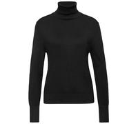 Rollkragenpullover STREET ONE, Damen, Gr. 36, schwarz, Stoff, 71% Viskose, 29% Nylon, unifarben, comfort fit normal, hoch geschlossener Ausschnitt, Bündchen, Pullover Rollkragenpullover, mit Strick-St