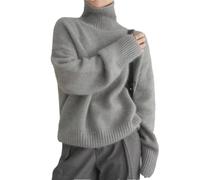 Rollkragen Solide Kaschmir Pullover Frauen Lose Slim Bottoming Pullover Pullover Wollpullover im Herbst und Winter, grau, S