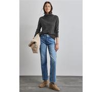 Rollkragenpullover STREET ONE Gr. 42, grau (gravel meliert) Damen Pullover (24253157-42) gravel grau meliert