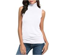 Rollkragen Top Damen äRmellos Slim Fit T-Shirt Einfarbig Rolli Rollkragenshirt Weich Stretch Weste Basic Leicht Oberteile ÜBergrößE Modischer Tanktops Lockere Sommer Tank Tops Bequem Blusen