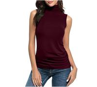 Rollkragen Top Damen äRmellos Slim Fit T-Shirt Einfarbig Rolli Rollkragenshirt Weich Stretch Weste Basic Leicht Oberteile ÜBergrößE Modischer Tanktops Lockere Sommer Tank Tops Bequem Blusen