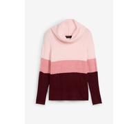 Rollkragenpullover BONPRIX "Rollkragenpullover", Damen, Gr. 40/42 (M), rosa (zartrosa, ahornrot gestreift), Obermaterial: 68% Polyacryl, 30% Polyester, 2% Elasthan, mehrfarbig, loose fit, Pullover Rol