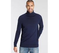 Rollkragenpullover AJC, Herren, Gr. M (48/50), blau (marine), Feinstrick, Obermaterial: 50% Baumwolle, 50% Polyacryl, unifarben, Basic, schmal, Rippstrickbündchen, Pullover Rollkragenpullover, mit Rol