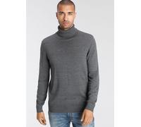 Rollkragenpullover AJC, Herren, Gr. S (44/46), grau (grau meliert), Feinstrick, Obermaterial: 50% Baumwolle, 50% Polyacryl, unifarben, Basic, schmal, Rippstrickbündchen, Pullover Rollkragenpullover, m