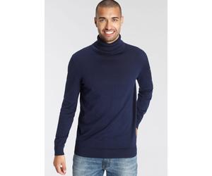Rollkragenpullover AJC, Herren, Gr. XL (56/58), blau (marine), Feinstrick, Obermaterial: 50% Baumwolle, 50% Polyacryl, unifarben, Basic, schmal, Rippstrickbündchen, Pullover Rollkragenpullover, mit Ro