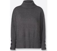 Strickpullover HEINE "Pullover", Damen, Gr. 42, grau (anthrazit, meliert), 50% Baumwolle, 50% Polyacryl, unifarben, Pullover Strickpullover (34891703-42) anthrazit, meliert