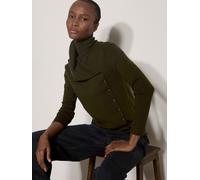 Rollkragenpullover APRICOT "Asymmetrischer Cardigan", Damen, Gr. XS (34), grün (khaki), Strick, Obermaterial: 48% Viskose CV. 33% Polyester PES. 19% Polyamid PA., uni, Modisch, Normale Länge, Ärmelbün