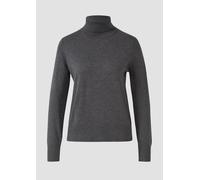 Strickpullover S.OLIVER, Damen, Gr. 42, grau (dunkelgrau melange), Strick, Obermaterial: 72% Viskose, 28% Polyester, meliert, casual, regular fit normal, ohne Ausschnitt, Langarm elastischer Bund, Pul