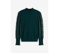 Stehkragenpullover BONPRIX "Rollkragenpullover aus fließendem Viskose-Mix", Damen, Gr. 44/46 (L), grün (tiefgrün), Feinstrick, Obermaterial: 50% Viskose, 28% Polyester, 22% Polyamid, unifarben, bequem
