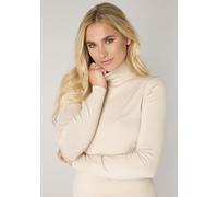 Rollkragenpullover BASE LEVEL "Yuen", Damen, Gr. 38, beige (light beige), Web, Obermaterial: 80% Viskose, 20% Polyamid, figurbetont hüftlang, eng angesetztes Bündchen, Pullover Rollkragenpullover (785