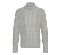 Stehkragenpullover BLEND "BHBASIM Roll", Herren, Gr. XL, grau (stone mix), Strick, Obermaterial: 50% Baumwolle, 47% Polyacryl, 3% Nylon, unifarben, regular fit normal, Rippbündchen, Pullover (98712805