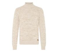 Rollkragenpullover BLEND "BHDami", Herren, Gr. L, weiß (bone weiß), Grobstrick, 70% Baumwolle (Recycled), 30% Polyester (Recycled), meliert, normal normal, hoch geschlossener Ausschnitt, Pullover Roll