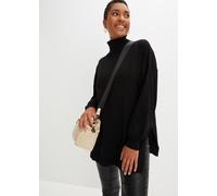 Rollkragenpullover BONPRIX, Damen, Gr. 40/42 (M), schwarz, Obermaterial: 70% Viskose, 30% Polyamid, lässig geschnitten, Pullover Rollkragenpullover, aus Viskose und Polyamid, Rollkragen, lässige Passf