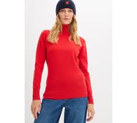 Rollkragenpullover BONPRIX "Feinstrick-Rollkragenpullover", Damen, Gr. 40/42 (M), rot (lavarot), Feinstrick, Obermaterial: 70% Baumwolle, 30% Polyamid, unifarben, schmal normal, ohne Ausschnitt, Rippb