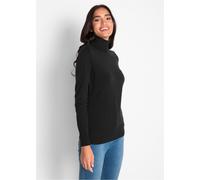 Rollkragenpullover BONPRIX "Feinstrick-Rollkragenpullover", Damen, Gr. 40/42 (M), schwarz, Feinstrick, Obermaterial: 70% Baumwolle, 30% Polyamid, unifarben, schmal normal, ohne Ausschnitt, Rippbündche