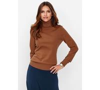 Rollkragenpullover BONPRIX "Rollkragenpullover", Damen, Gr. 56/58 (XXXL), braun (kastanienbraun), Feinstrick, Obermaterial: 70% Baumwolle, 30% Polyamid, unifarben, figurbetont hüftbedeckend, Rundhals,