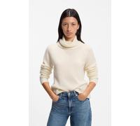 Rollkragenpullover BOSS ORANGE "Falodina Premium Damenmode", Damen, Gr. S, weiß (open weiß 118), Strick, Obermaterial: 43% Alpaka, 29% Wolle, 28% Polyamid, unifarben, regular fit hüftbedeckend, hoch g