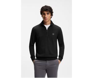 Rollkragenpullover BOSS ORANGE "Kanobix Half Zip Cotton Cashmere", Herren, Gr. L, blau (dunkelblau404), Strick, Obermaterial: 95% Baumwolle, 5% Kaschmir, unifarben, regular fit normal, hoch geschlosse