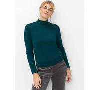 Rollkragenpullover BRAX "Style LEA", Damen, Gr. 42, grün (dunkelblau), Strick, 72% Viskose, 28% Polyamid, Pullover Rollkragenpullover, Easy Knit: Pullover im Viskosemix (97200253-42) dunkelblau