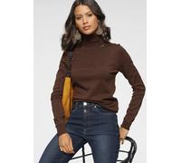 Rollkragenpullover BRUNO BANANI, Damen, Gr. 36/38, braun, Feinstrick, Obermaterial: 70% Viskose, 30% Polyamid, unifarben, Basic, figurbetont hüftlang, hoch geschlossener Ausschnitt, Rippbündchen, Pull