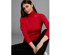 Rollkragenpullover BRUNO BANANI, Damen, Gr. 40/42, rot, Feinstrick, Obermaterial: 70% Viskose, 30% Polyamid, clean, unifarben, Basic, figurbetont hüftlang, hoch geschlossener Ausschnitt, Rippbündchen,