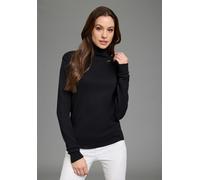 Rollkragenpullover BRUNO BANANI, Damen, Gr. 44/46, schwarz, Feinstrick, Obermaterial: 70% Viskose, 30% Polyamid, clean, unifarben, Basic, figurbetont hüftlang, hoch geschlossener Ausschnitt, Rippbündc