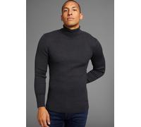 Rollkragenpullover BRUNO BANANI, Herren, Gr. M (48/50), schwarz (anthrazit melange), Feinstrick, Obermaterial: 50% Baumwolle, 50% Polyacryl, unifarben, Basic, slim fit, Rippstrickbündchen, Pullover Ro