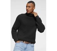 Rollkragenpullover BRUNO BANANI, Herren, Gr. XL (56/58), schwarz, Grobstrick, Obermaterial: 50% Baumwolle, 50% Polyacryl, Basic schmal, Raglanärmel Bündchen, Pullover Rollkragenpullover, mit Markenbad