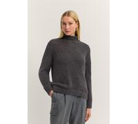 Rollkragenpullover BUGATTI "Grobstrick", Damen, Gr. XS, 280, dunkelgrau, 60% Polyacryl, 20% Alpaka, 20% Wolle, unifarben, normal, ohne Ausschnitt, Rippbündchen, Pullover Rollkragenpullover, aus einem