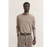 Rollkragenpullover BUGATTI "Regular Fit", Herren, Gr. L, 40, beige, 100% Wolle, unifarben, regular fit, Pullover Rollkragenpullover, Regular Fit Wolle Feinstrick (59478245-L) 40, beige