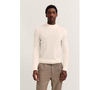 Rollkragenpullover BUGATTI "Regular Fit", Herren, Gr. L, beige (20, ecru), Strick, 90% Wolle, 10% Seide, unifarben, regular fit, ohne Ausschnitt, Rippbündchen, Pullover Rollkragenpullover, aus Merino-