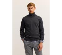 Rollkragenpullover BUGATTI "Regular Fit", Herren, Gr. M, grau (280, dunkelgrau), Strick, 100% Baumwolle, unifarben, regular fit, ohne Ausschnitt, Rippbündchen, Pullover Rollkragenpullover, aus reiner 