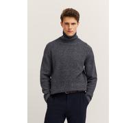 Rollkragenpullover BUGATTI "Regular Fit", Herren, Gr. XL, grau (240, grau), Rippstrick, 80% Wolle, 20% Polyamid, unifarben, regular fit, ohne Ausschnitt, Rippbündchen, Pullover Rollkragenpullover, Gro